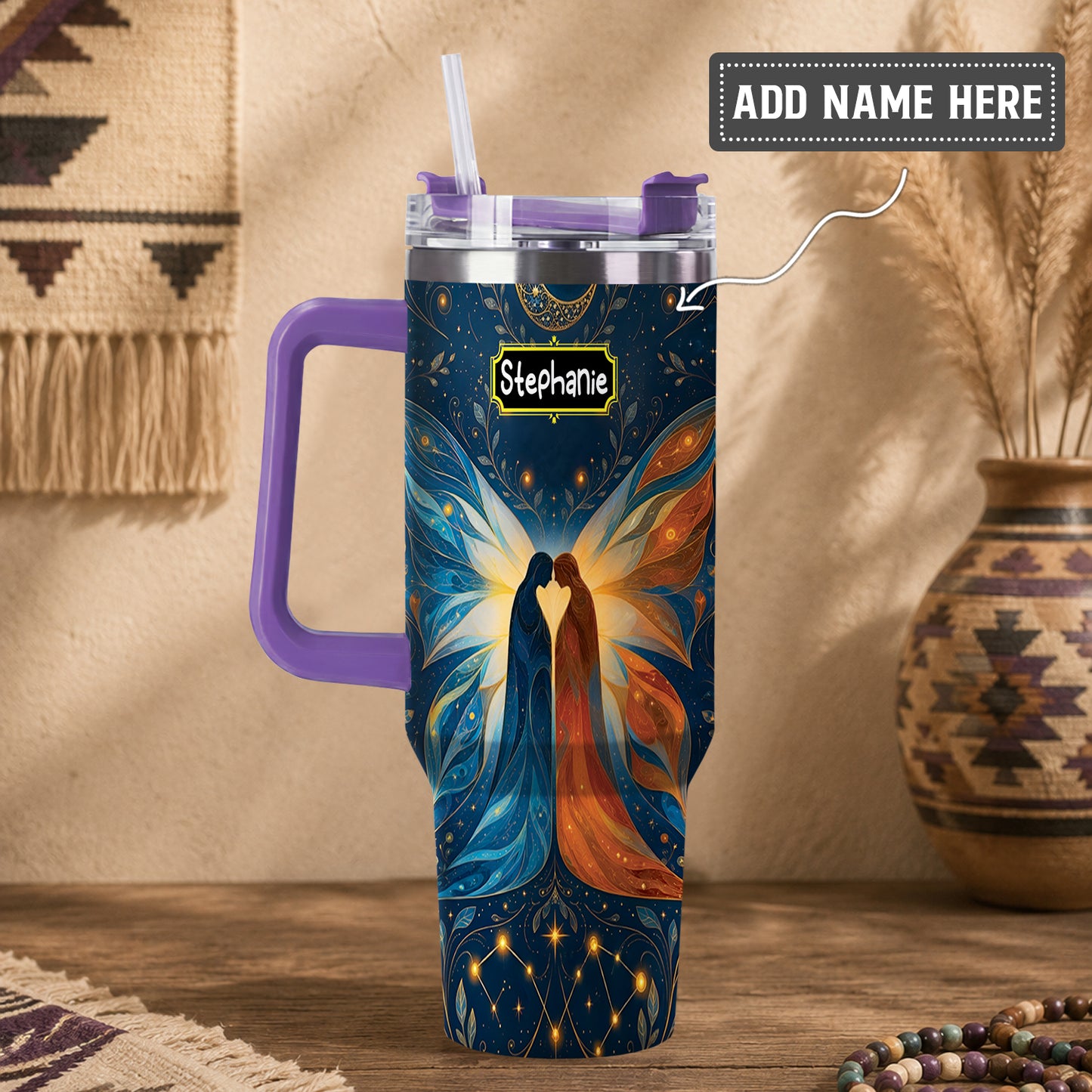 Twin Souls Embrace Personalized Tumbler