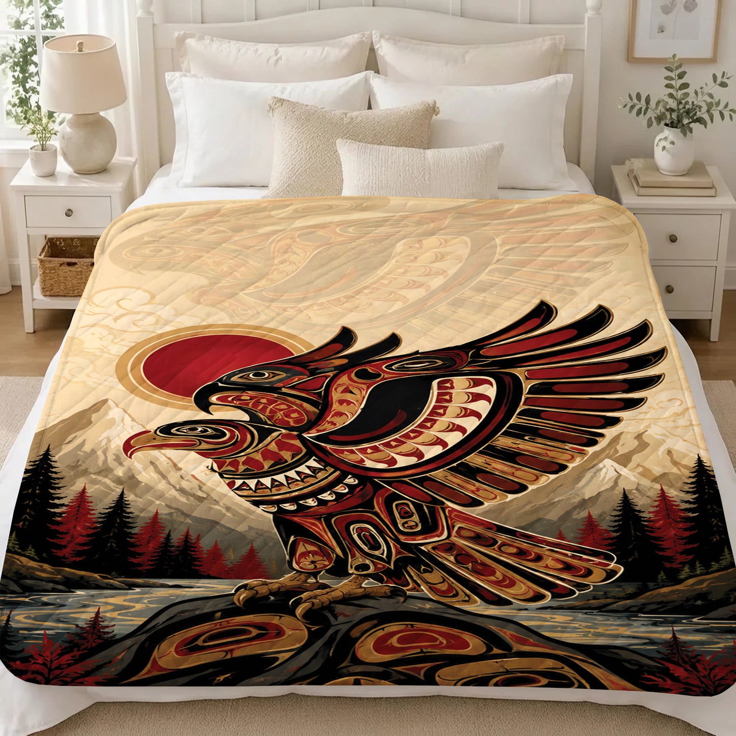 Twin Eagles of Dawn Personalized Premium Blanket