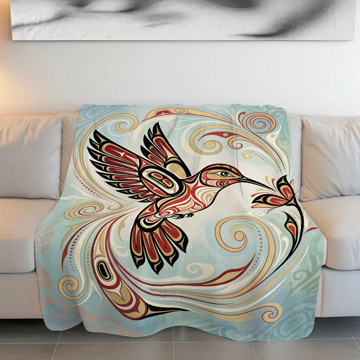 Crimson Hummingbird Elegance Personalized Premium Blanket