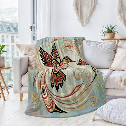 Crimson Hummingbird Elegance Personalized Premium Blanket