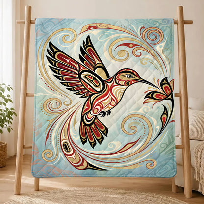 Crimson Hummingbird Elegance Personalized Premium Blanket