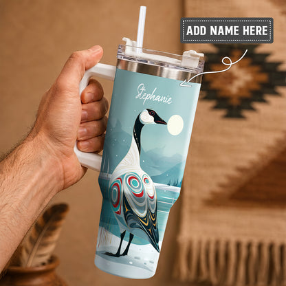 Moonlit Goose Serenity Personalized Tumbler