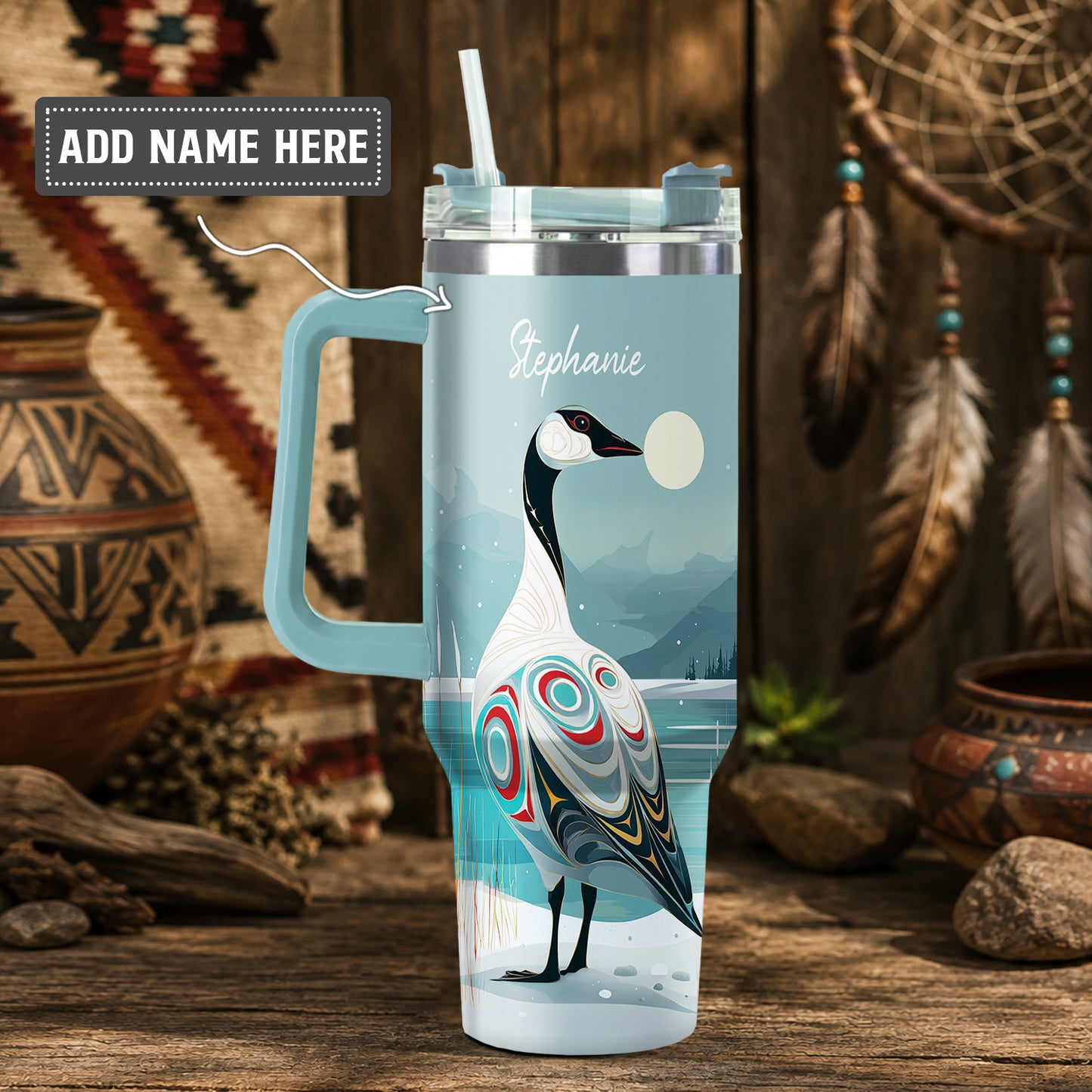 Moonlit Goose Serenity Personalized Tumbler