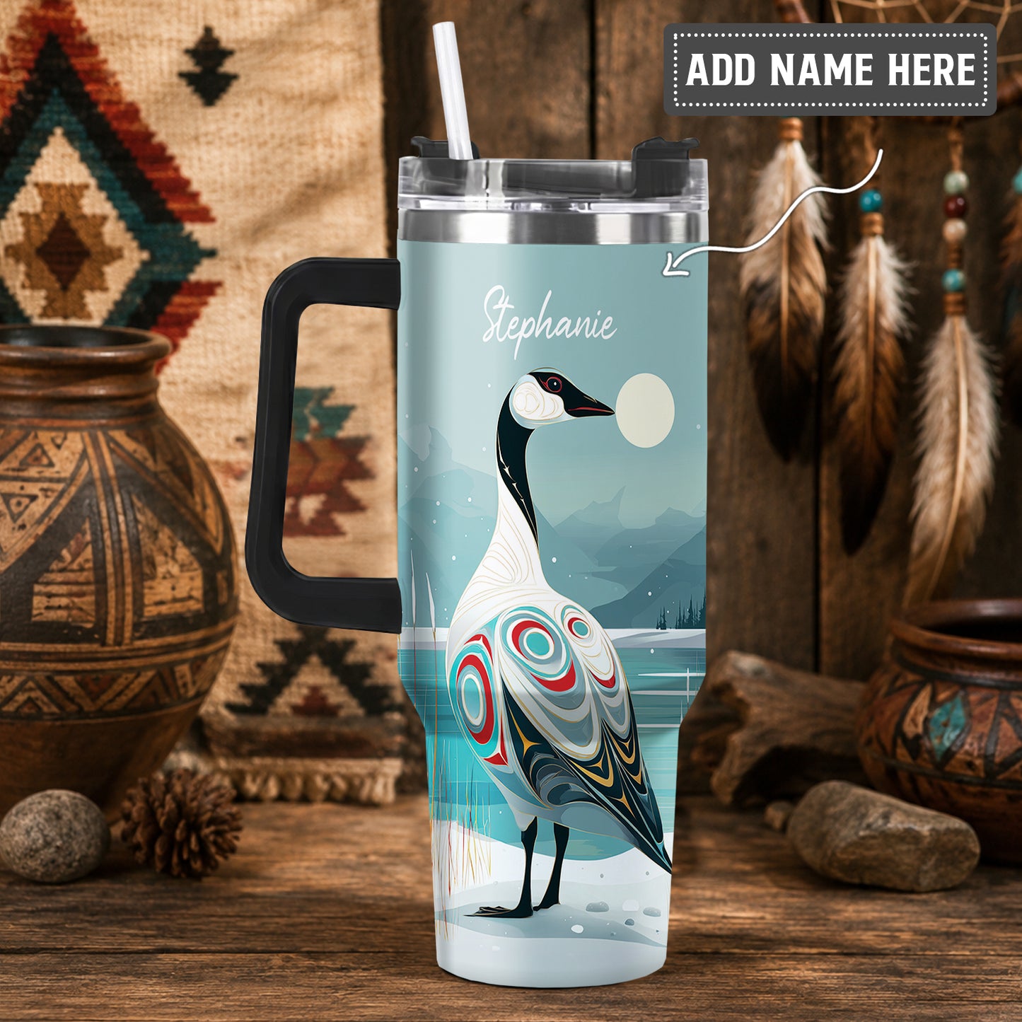 Moonlit Goose Serenity Personalized Tumbler