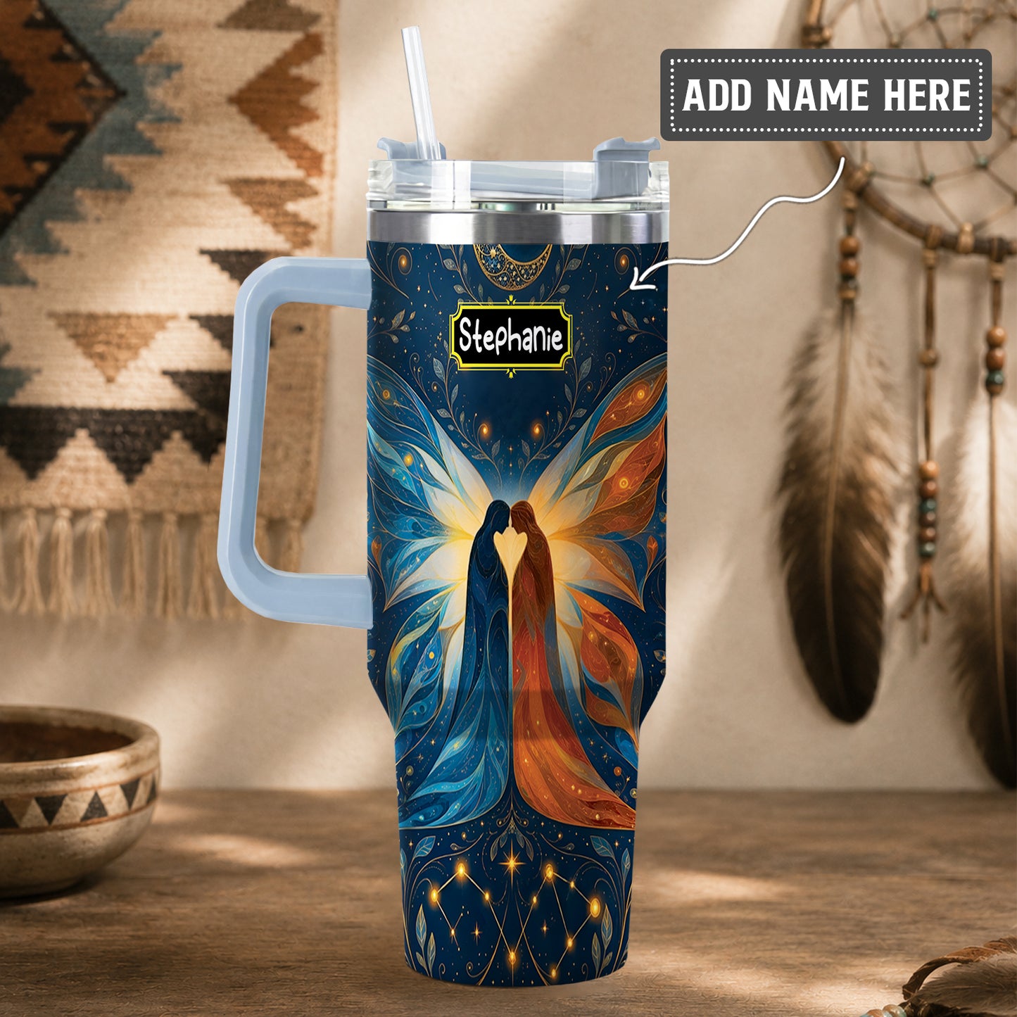 Twin Souls Embrace Personalized Tumbler