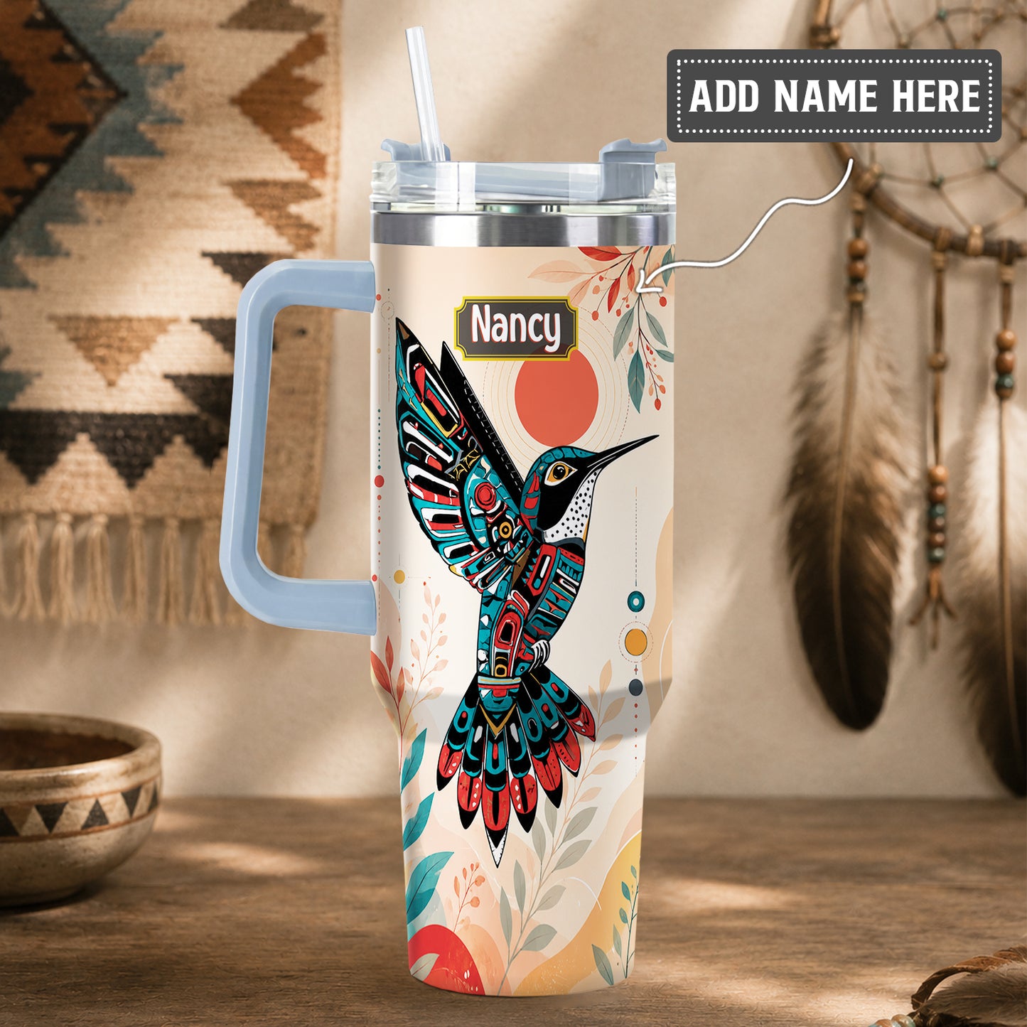 Hummingbird Solar Awakening Personalized Tumbler