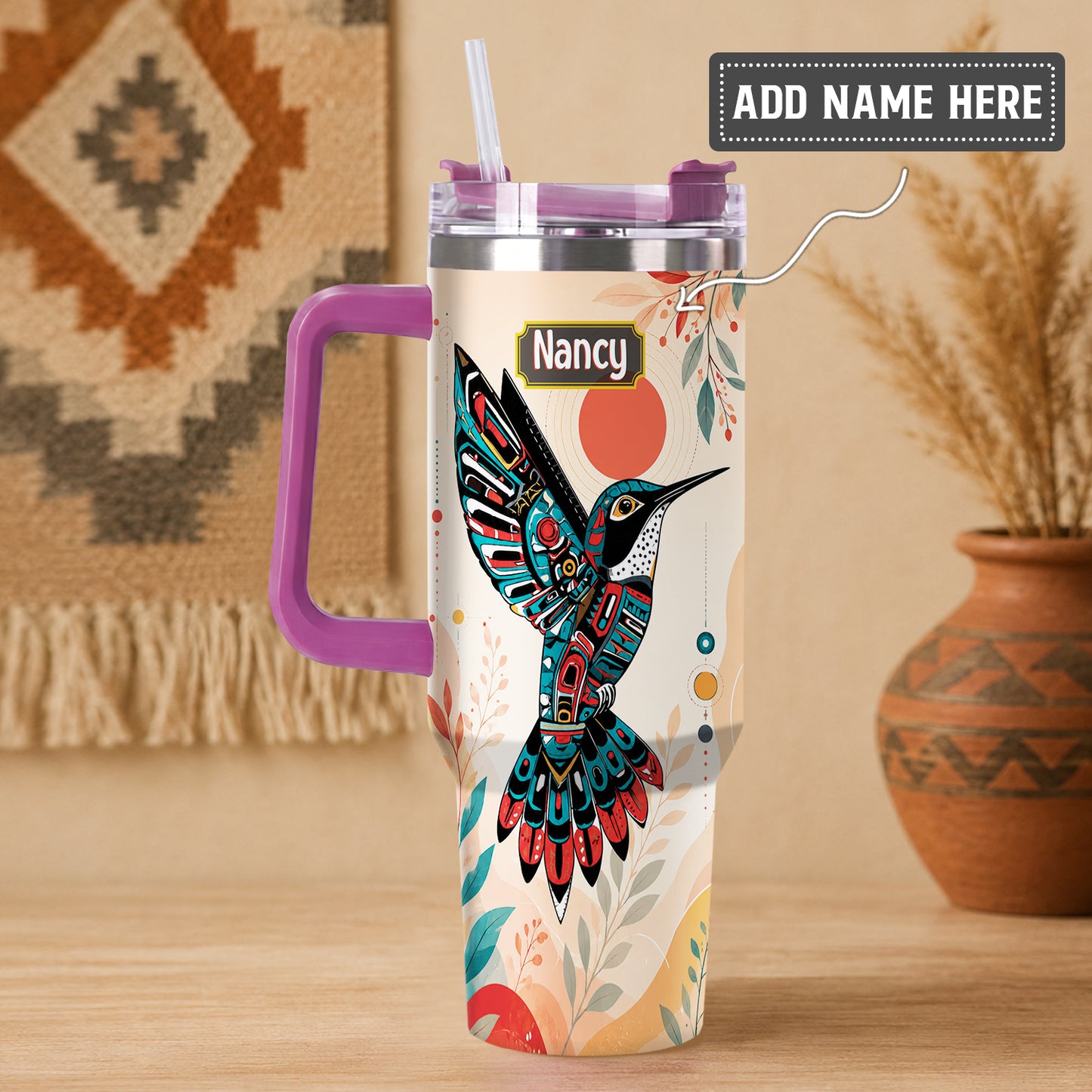 Hummingbird Solar Awakening Personalized Tumbler