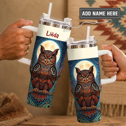 Moonlit Owl Wisdom Personalized Tumbler