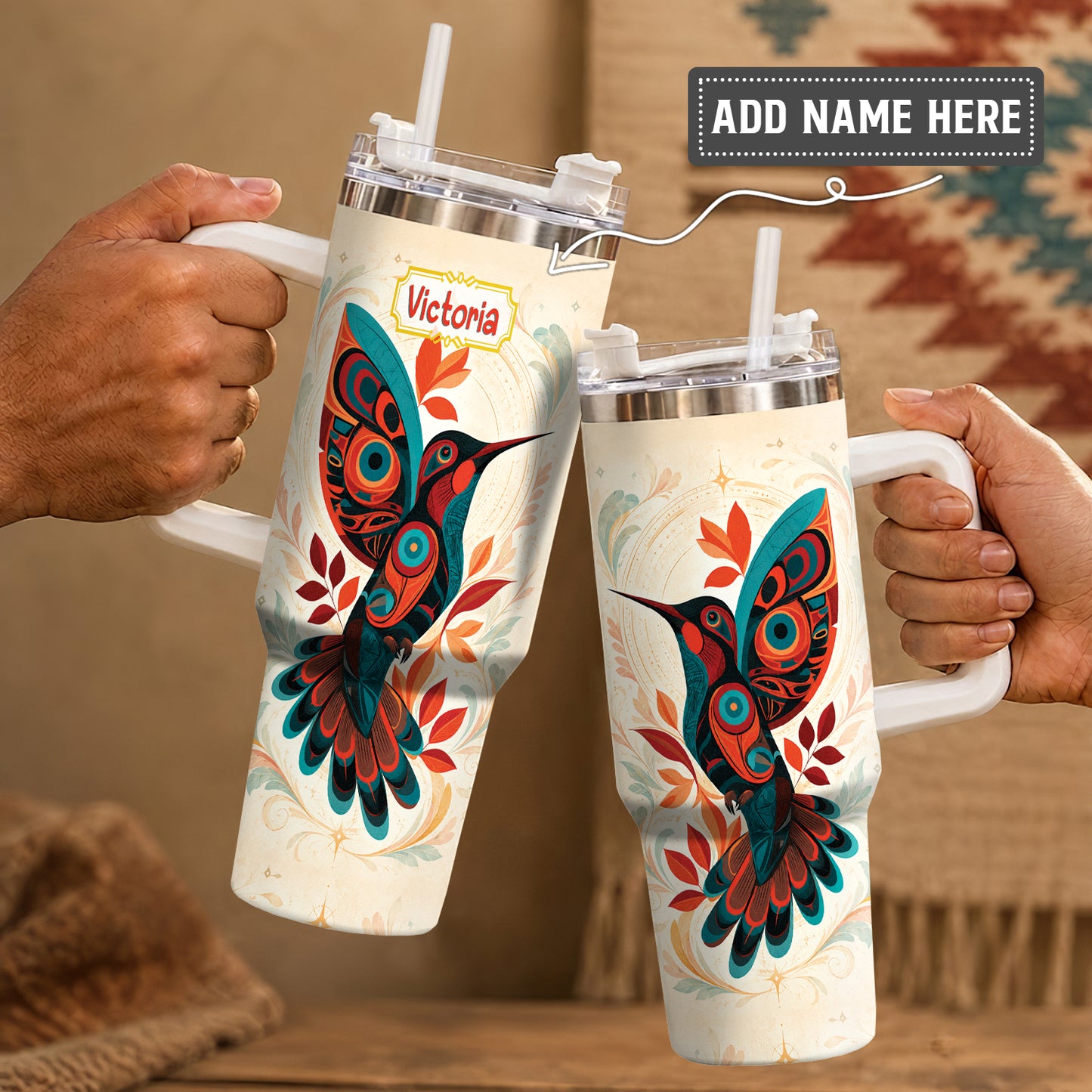 Hummingbird Ember Bloom Personalized Tumbler
