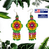 SALE 50% OFF - Ethnic Flower Green Beaded Chandelier Beaded Handmade Earrings For Women