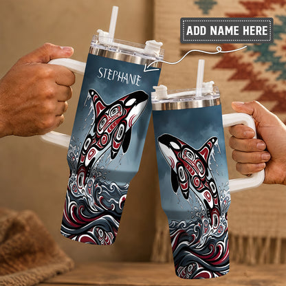 Crimson Orca Rising Personalized Tumbler