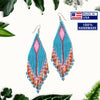 SALE 50% OFF -  Turquoise Blue Seed Pattern Beaded Handmade Earrings For Women