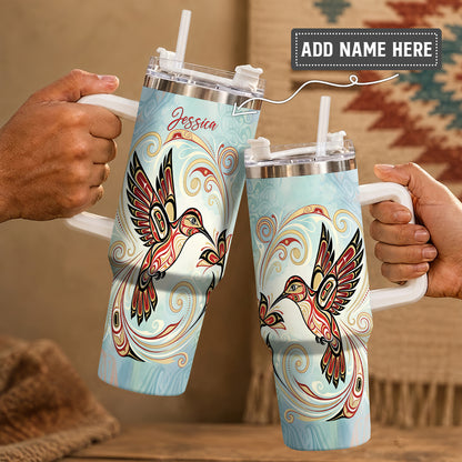 Crimson Hummingbird Elegance Personalized Tumbler