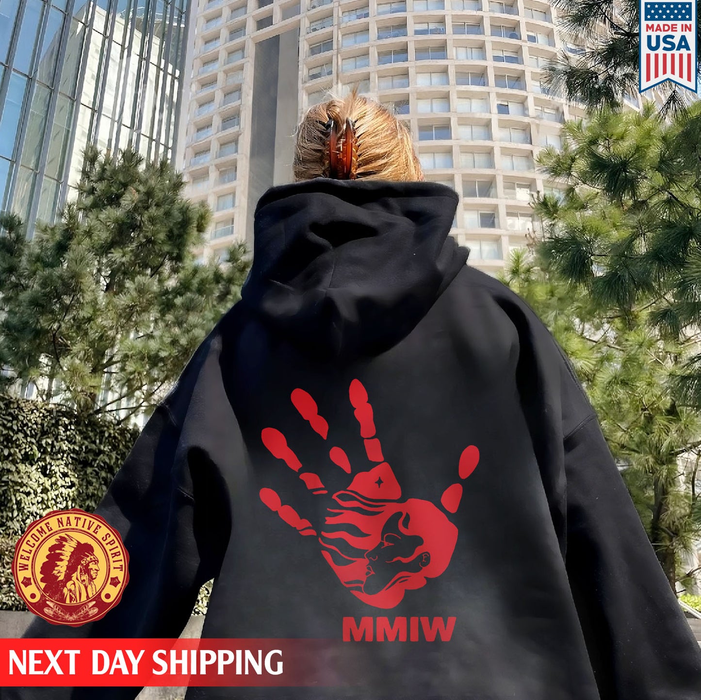 MMIW Red Hand Indigenous Woman Back T-shirt