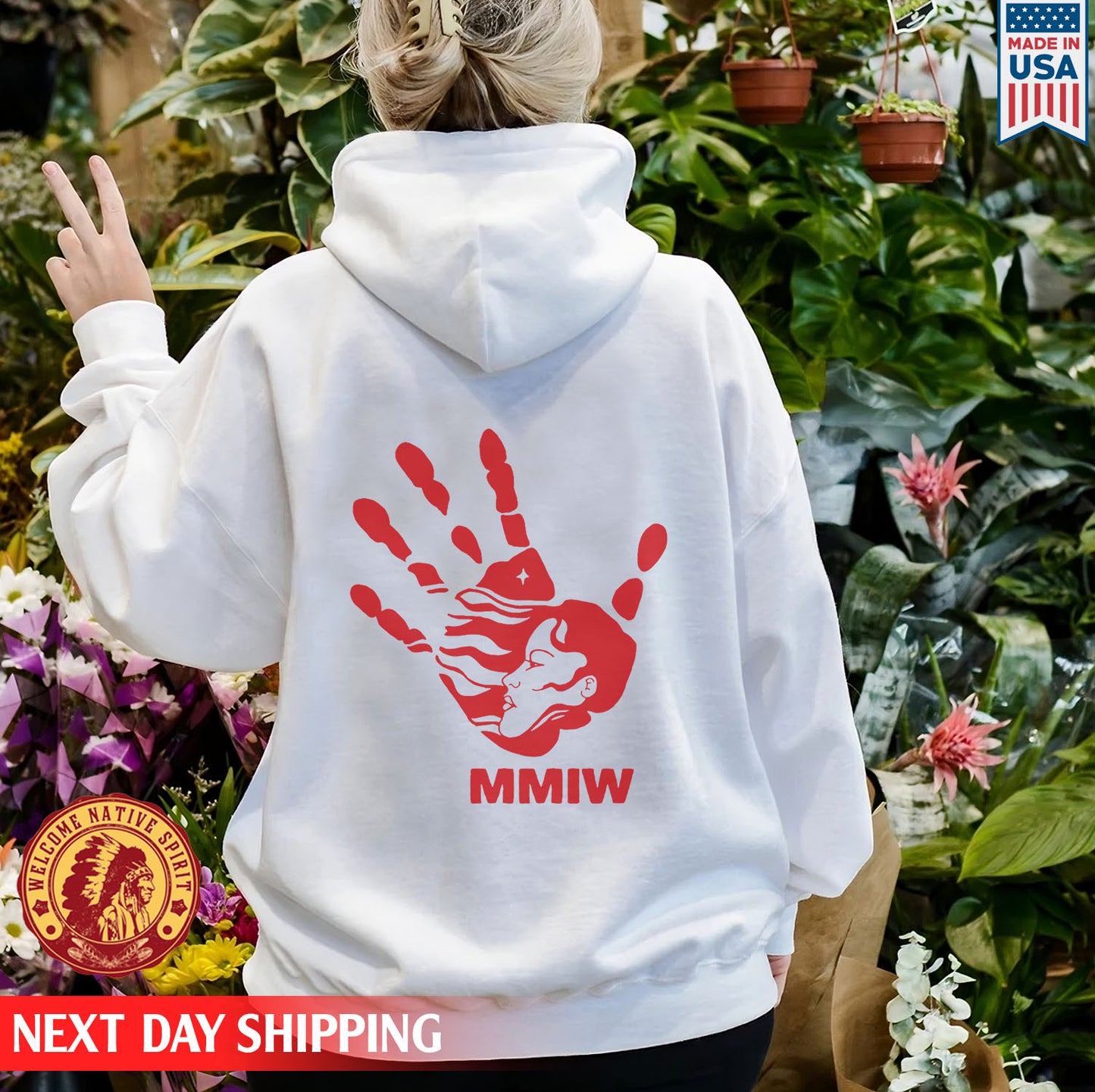 MMIW Red Hand Indigenous Woman Back T-shirt