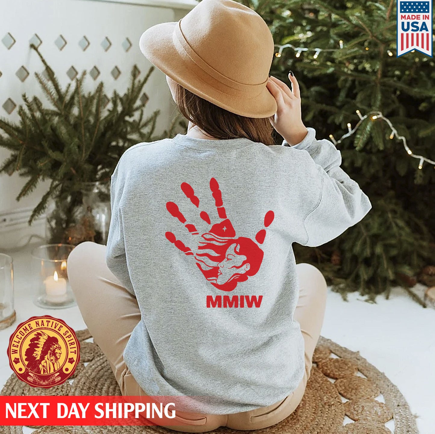 MMIW Red Hand Indigenous Woman Back T-shirt