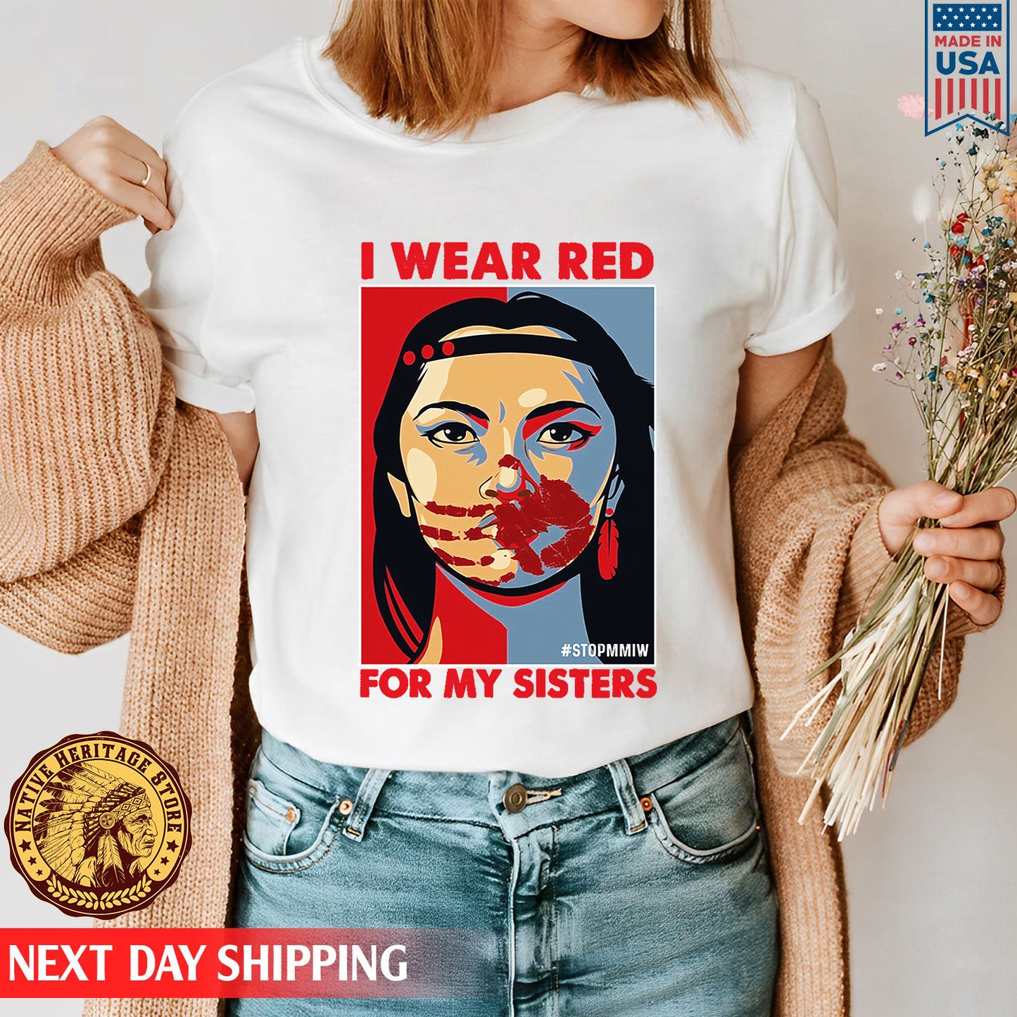 MMIW I Wear Red For My Sister Woman Red Hand All Sizes Unisex T-Shirt/Hoodie/Sweatshirt