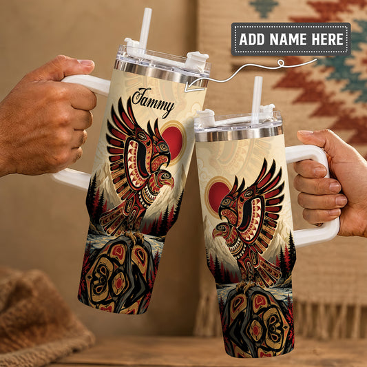 Twin Eagles of Dawn Personalized Tumbler