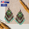 SALE 50% OFF - Brown Seed Bead  Pattern Beaded Handmade Earrings For Women