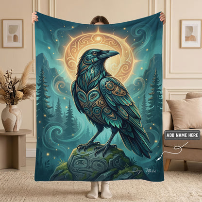 Native American Raven Art Premium Blanket