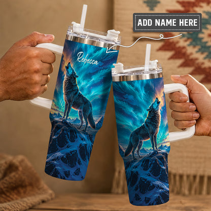 Celestial Wolf Howl Personalized Tumbler