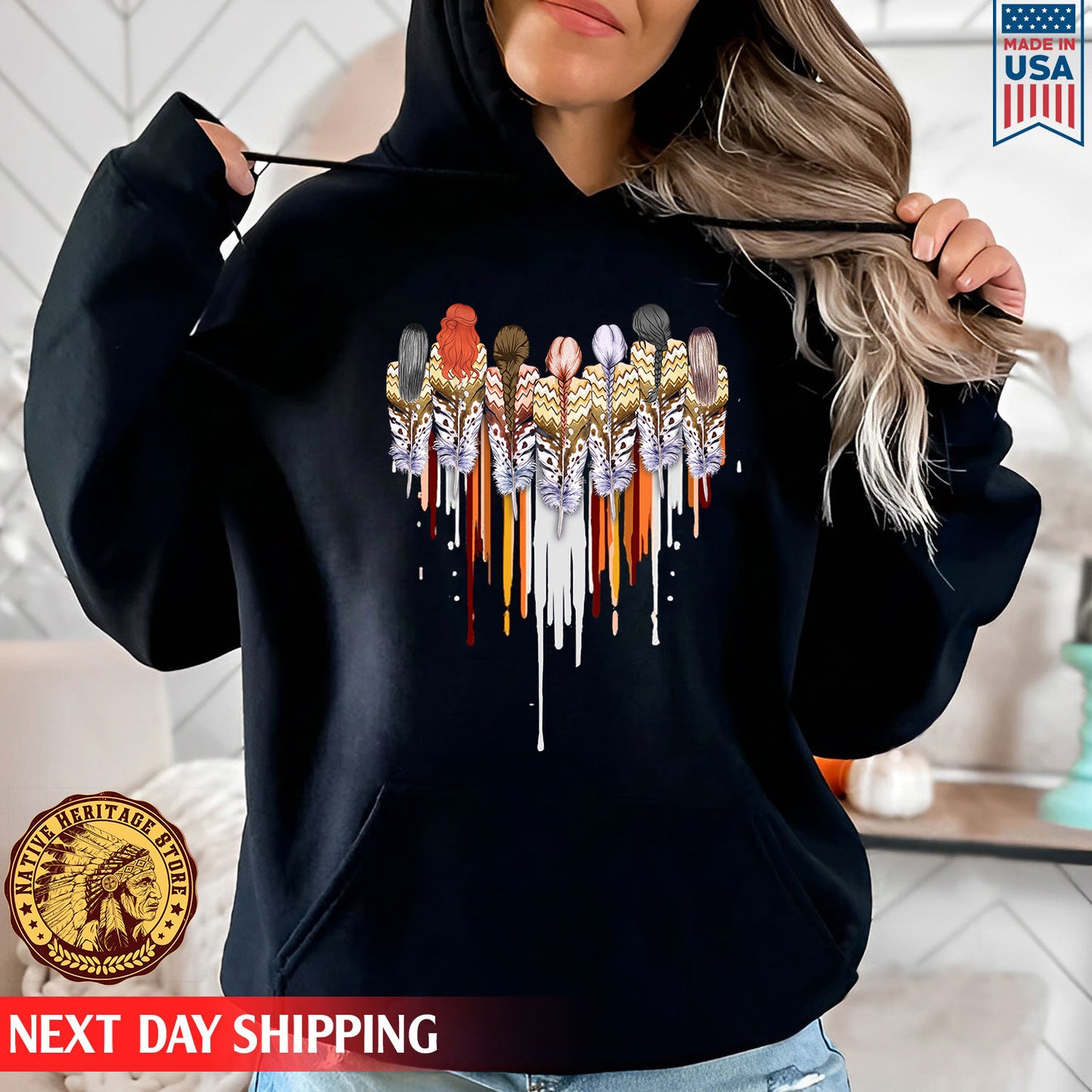Native American Women Together Feather Heart Shirt