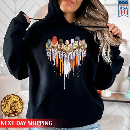 Native American Women Together Feather Heart Shirt