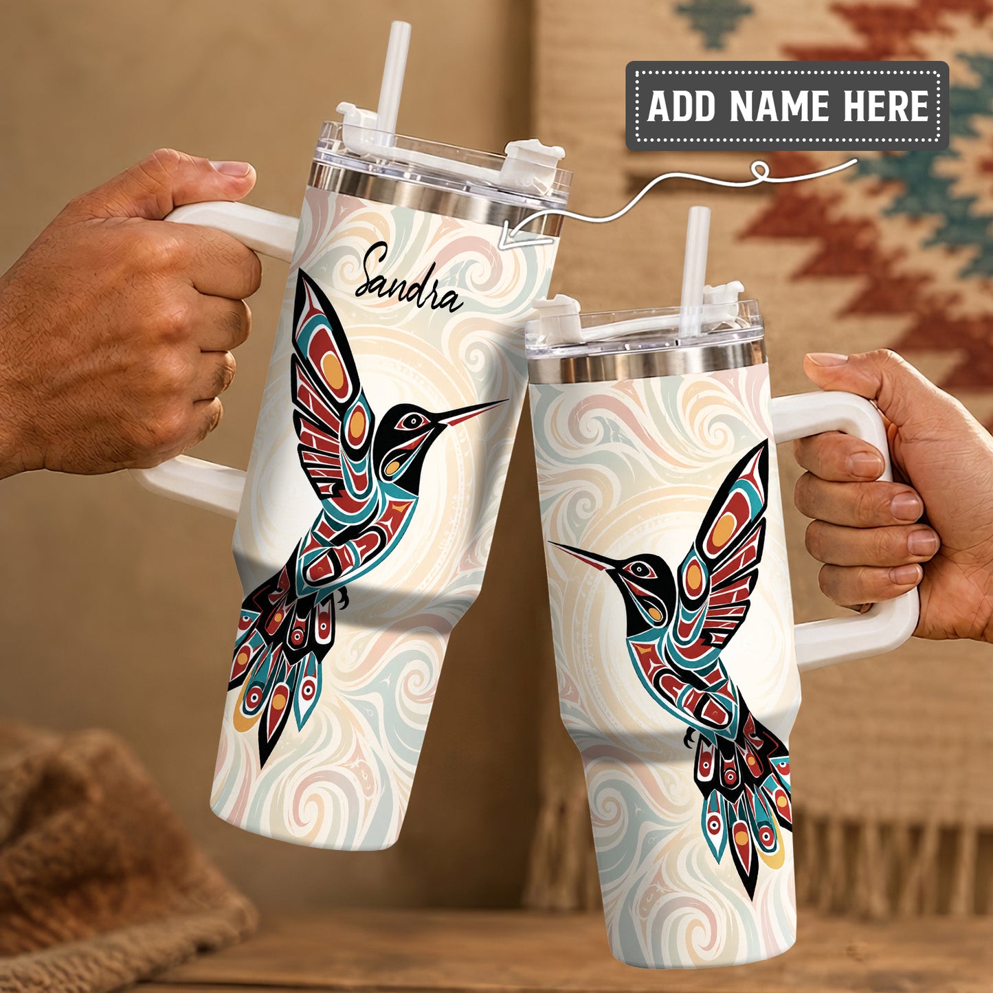 Crimson Hummingbird Grace Personalized Tumbler