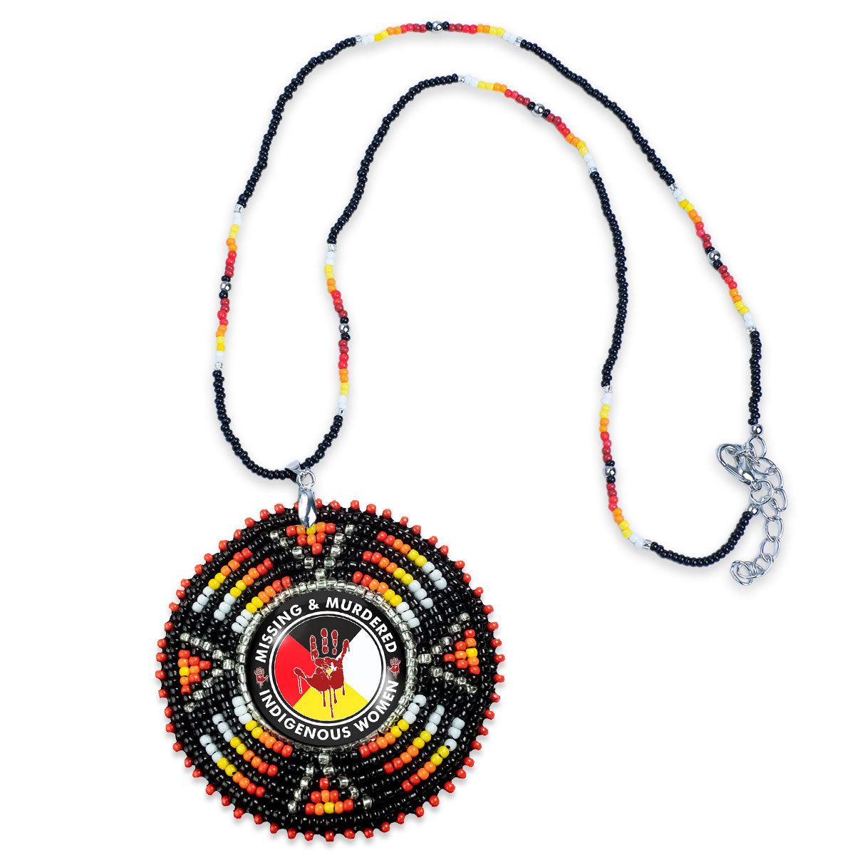 SALE 50% OFF - MMIW Sunburst Handmade Beaded Wire Necklace Pendant