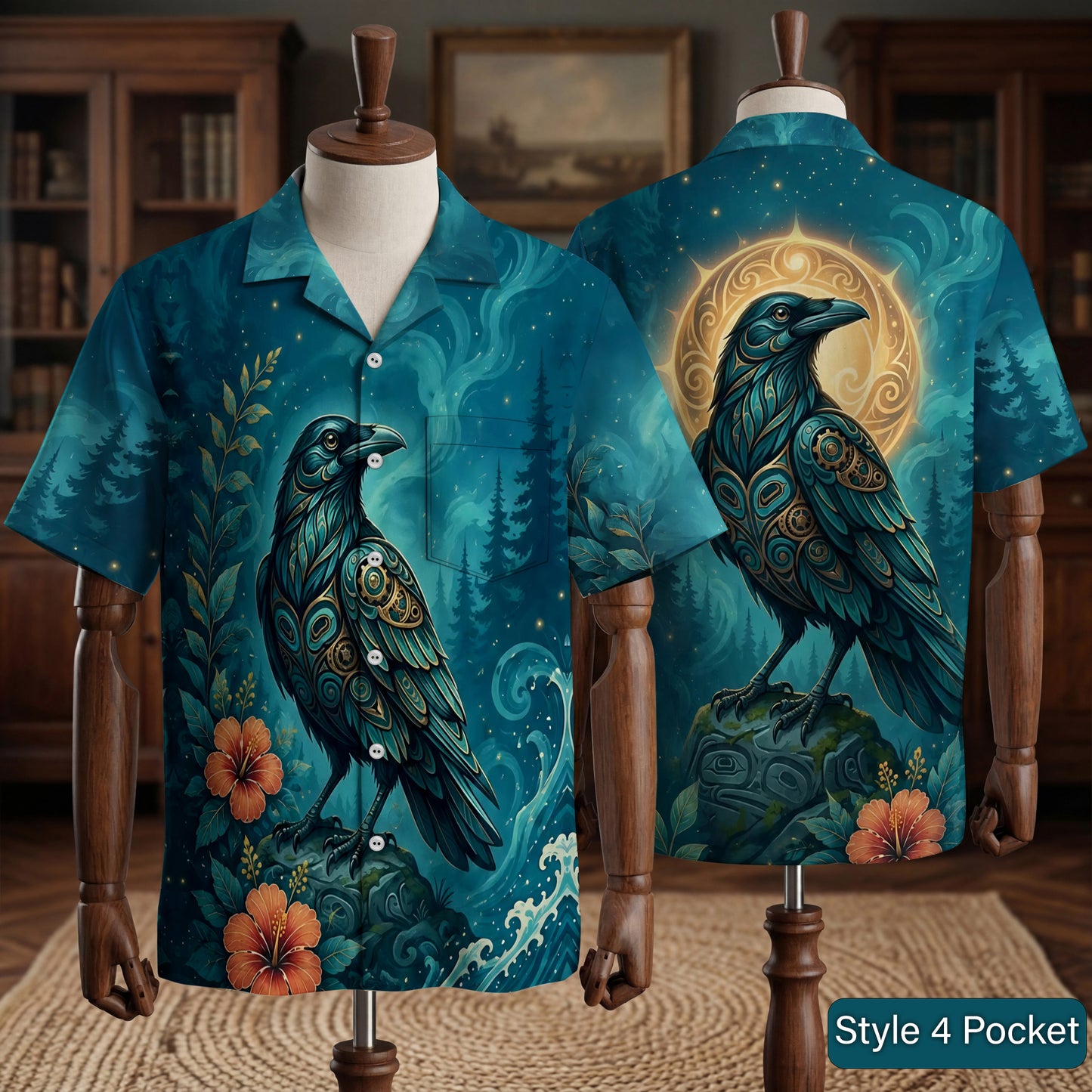 Native Hummingbird Haida Pattern Hawaiian Shirt for Adults & Kids