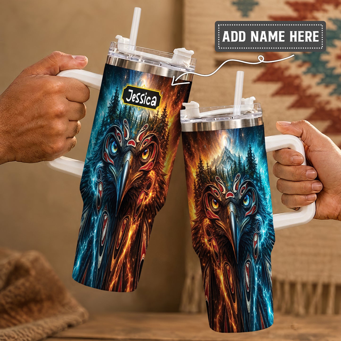 Eagle Fire Ice Personalized Tumbler