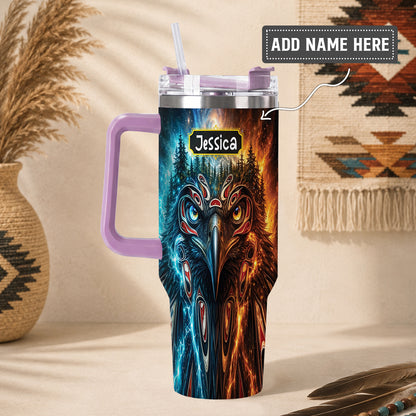 Eagle Fire Ice Personalized Tumbler