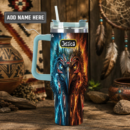 Eagle Fire Ice Personalized Tumbler