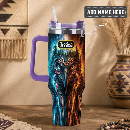 Eagle Fire Ice Personalized Tumbler