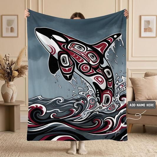 Crimson Orca Rising Personalized Premium Blanket