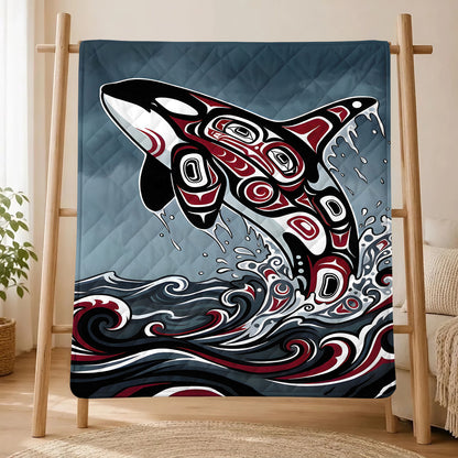 Crimson Orca Rising Personalized Premium Blanket