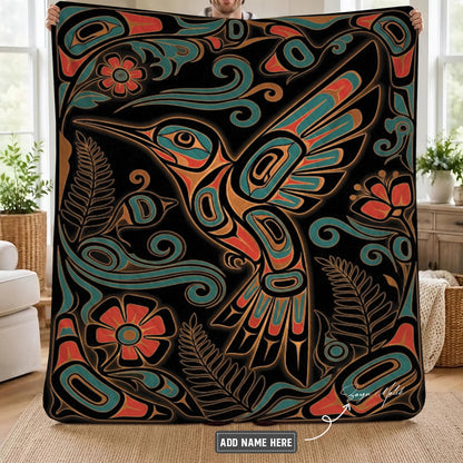 Hummingbird Garden Nocturne Personalized Premium Blanket