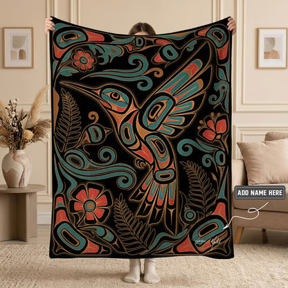 Hummingbird Garden Nocturne Personalized Premium Blanket