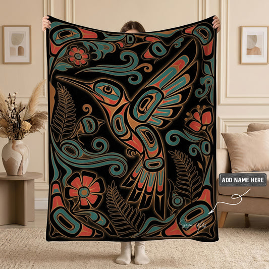 Hummingbird Garden Nocturne Personalized Premium Blanket