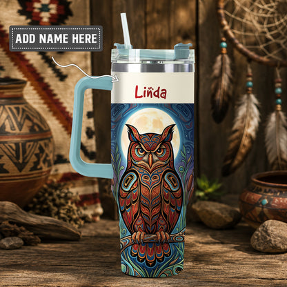 Moonlit Owl Wisdom Personalized Tumbler