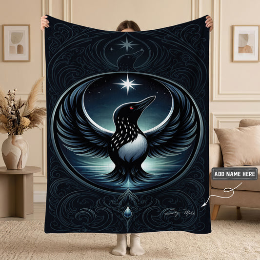 Loon of the Silver Moon Personalized Premium Blanket