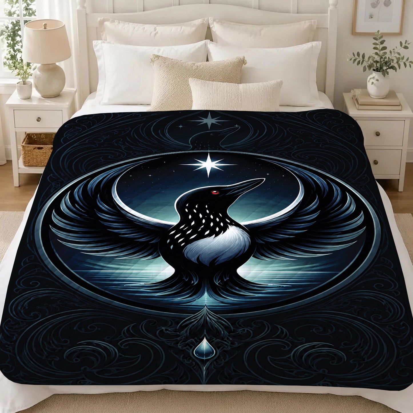 Loon of the Silver Moon Personalized Premium Blanket