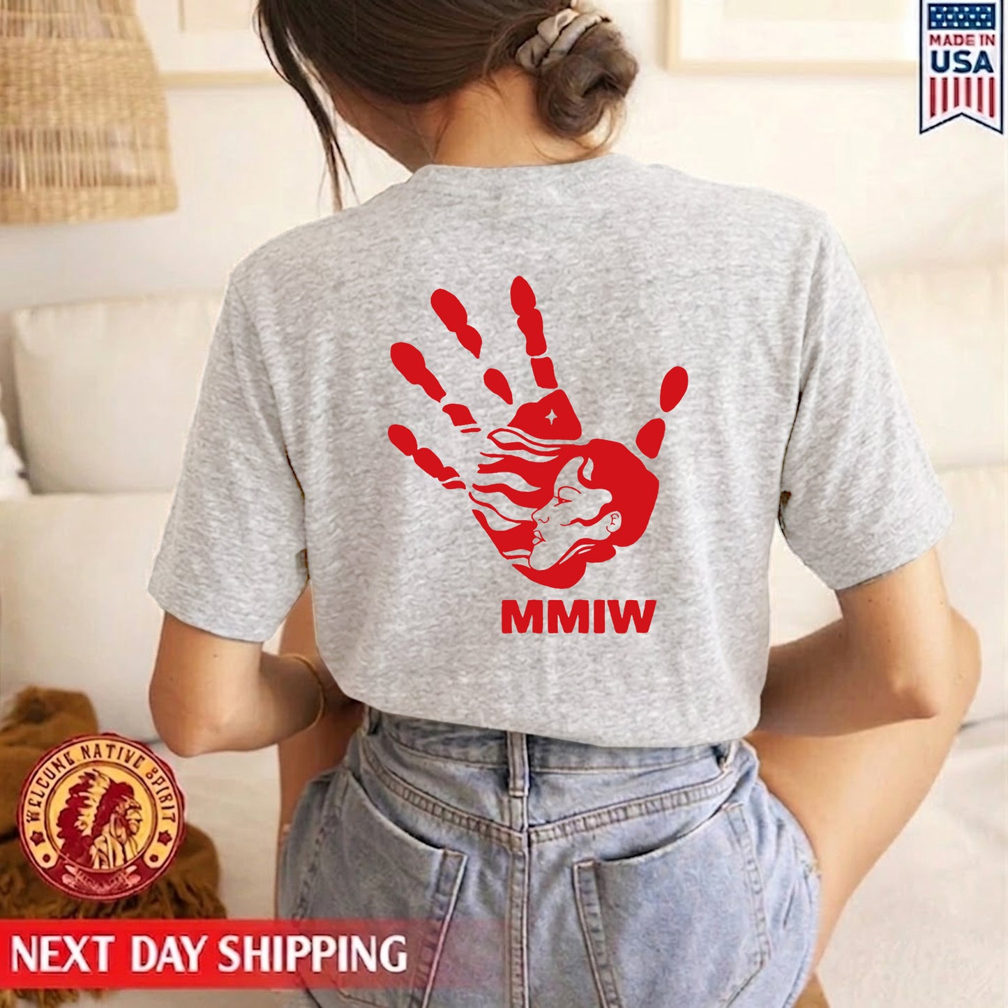 MMIW Red Hand Indigenous Woman Back T-shirt