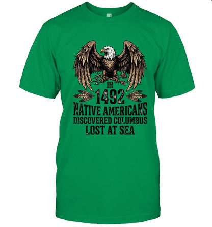 IN 1492 NATIVE AMERICANS DISCOVERED COLUMBUS LOST AT SEA