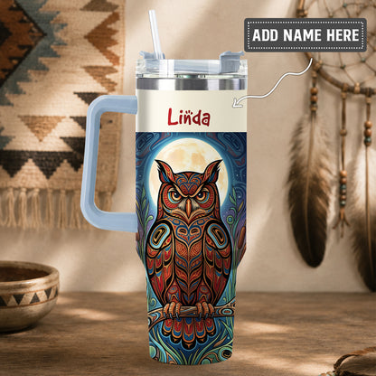 Moonlit Owl Wisdom Personalized Tumbler