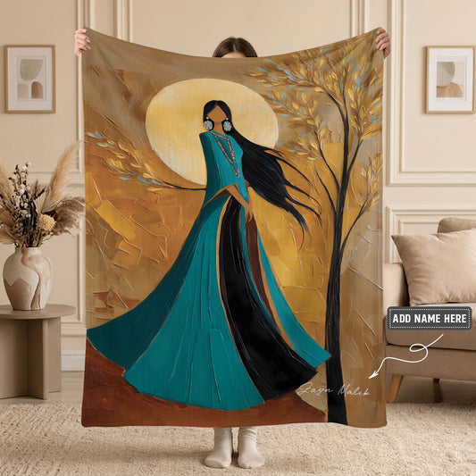 Golden Moon Woman Personalized Premium Blanket