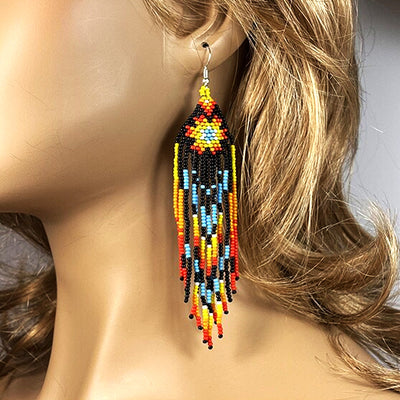 SALE 50% OFF - Black Star Sun Beaded Handmade Earrings For Women