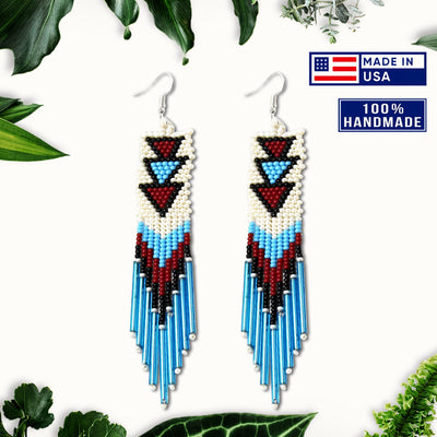 SALE 50% OFF -  Long Beaded Handmade Hook Earrings For Women