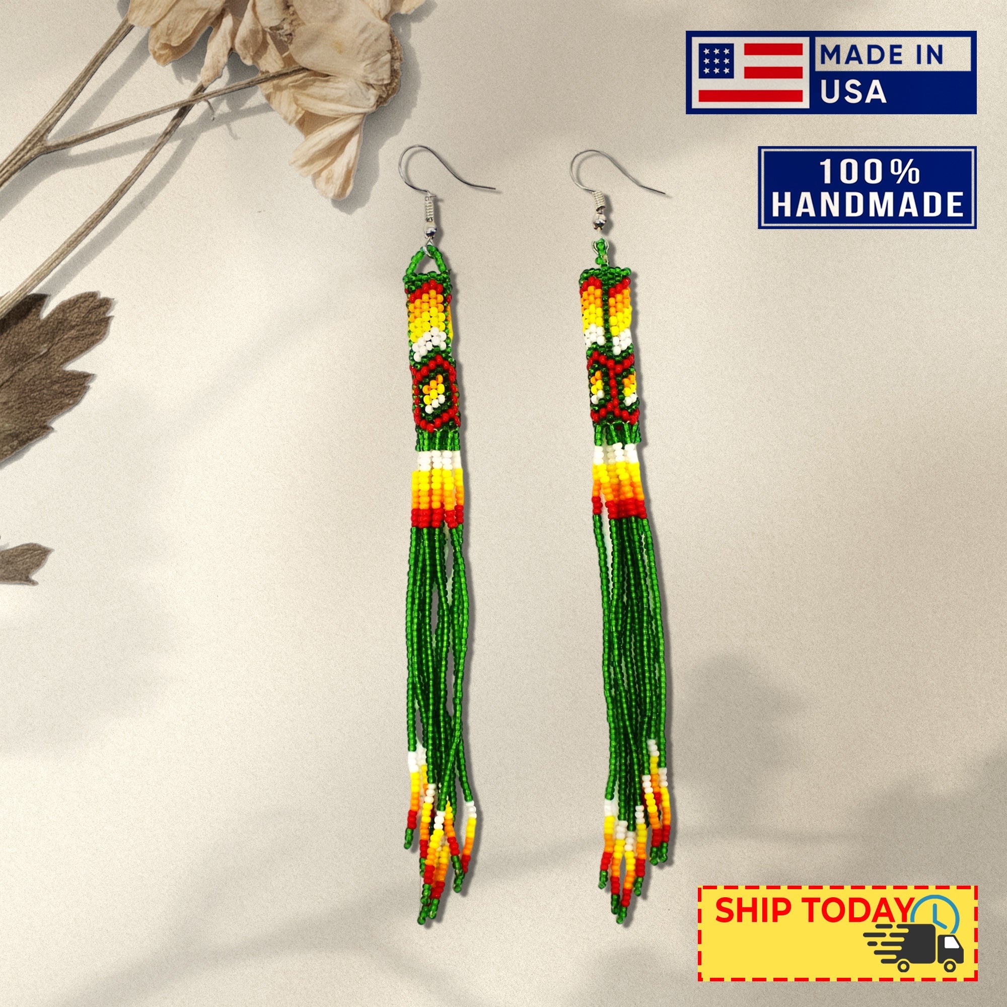 Long beaded earrings hotsell