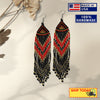 SALE 50% OFF - Red Black Long Beaded Handmade Earrings For Women